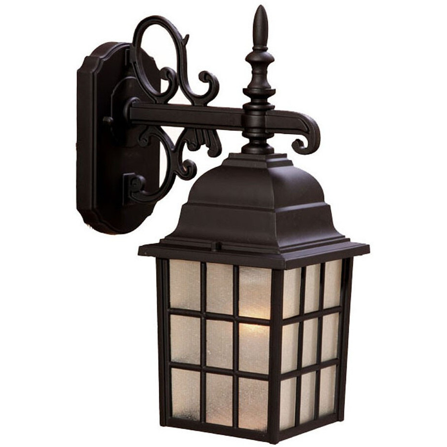 Dark Brown Window Pane Lantern Wall Light