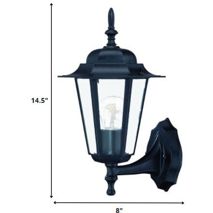 Matte Black Glass Lantern Wall Light