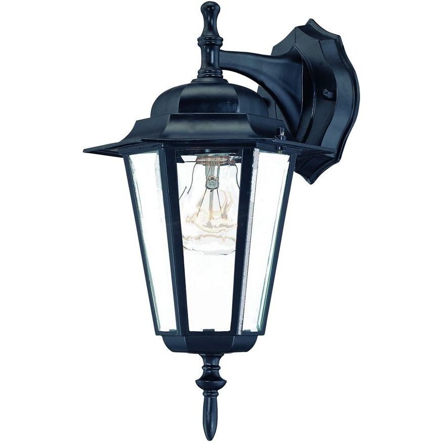 Matte Black Glass Hanging Lantern Wall Light
