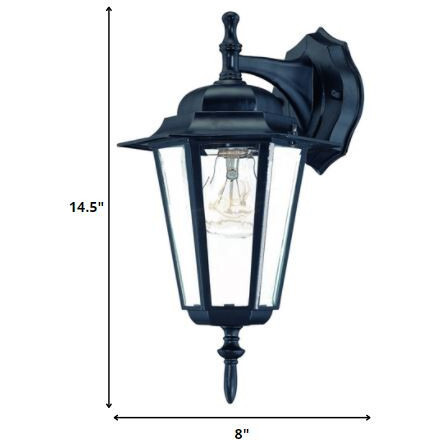 Matte Black Glass Hanging Lantern Wall Light