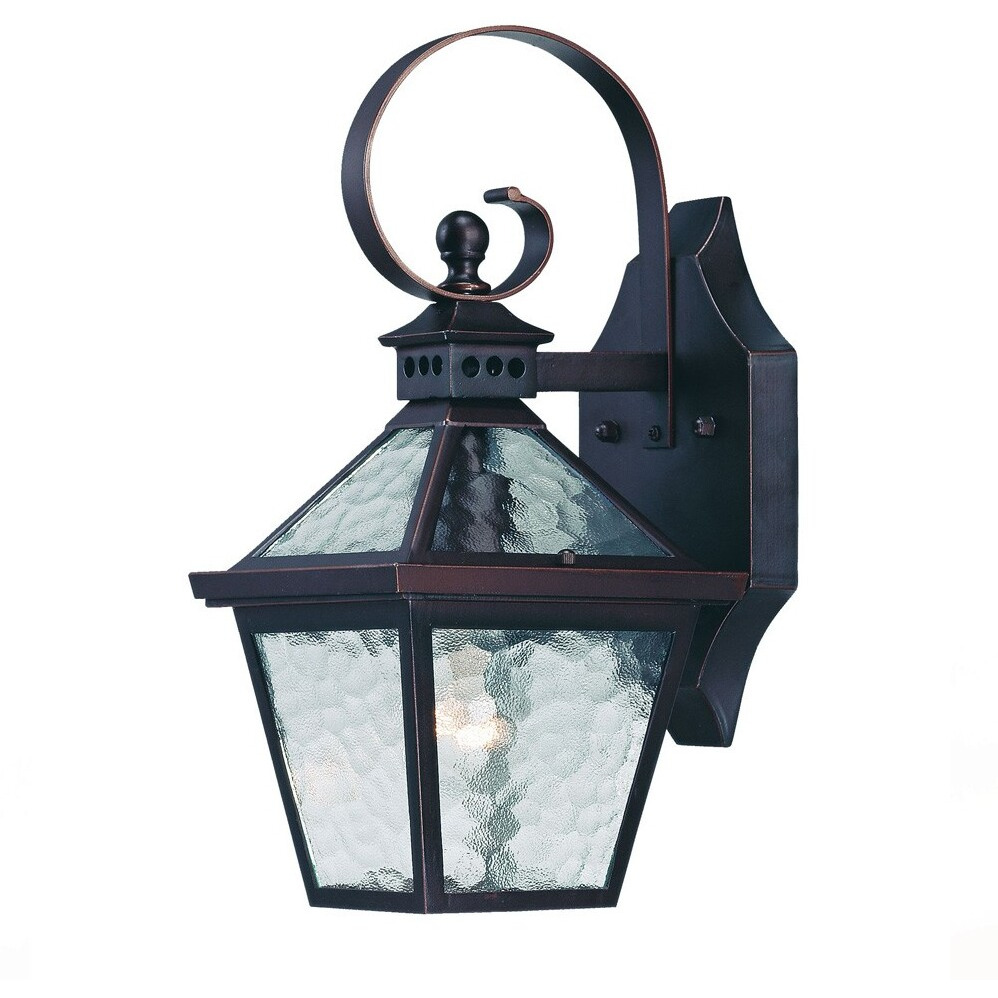 Two Light Antique Bronze Hammered Glass Wall Light