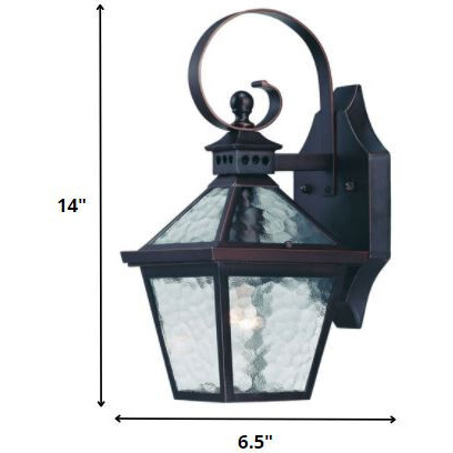 Two Light Antique Bronze Hammered Glass Wall Light