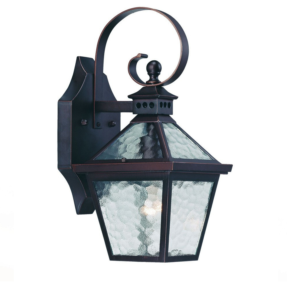 Two Light Antique Bronze Hammered Glass Wall Light