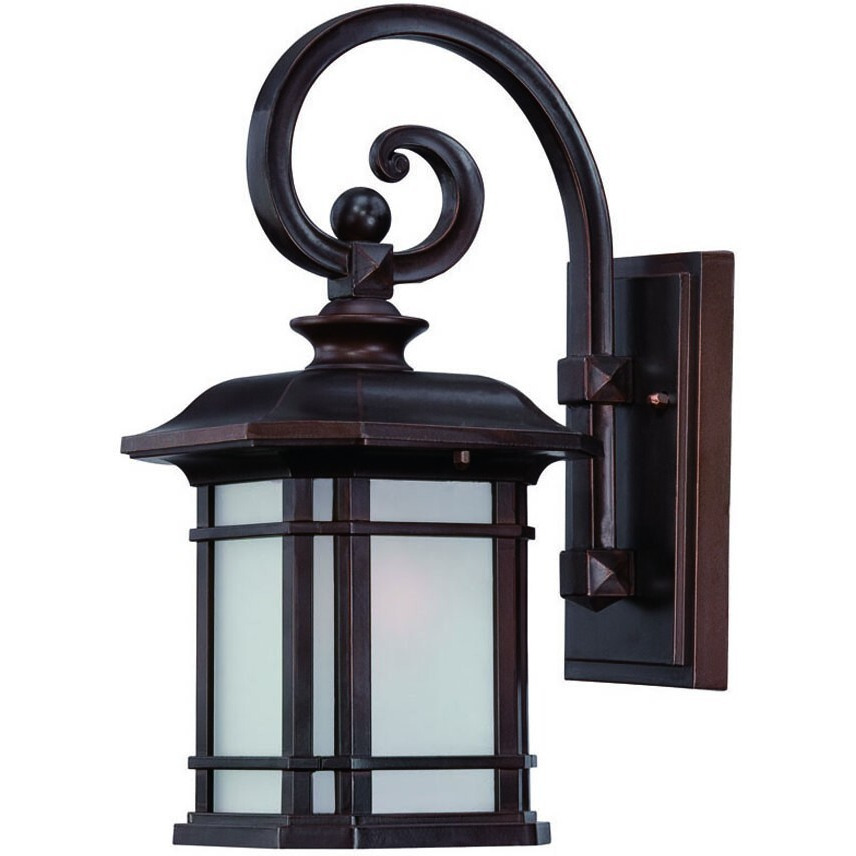 Antique Bronze Frosted Linen Glass Lantern Wall Light