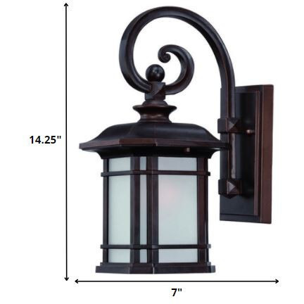 Antique Bronze Frosted Linen Glass Lantern Wall Light