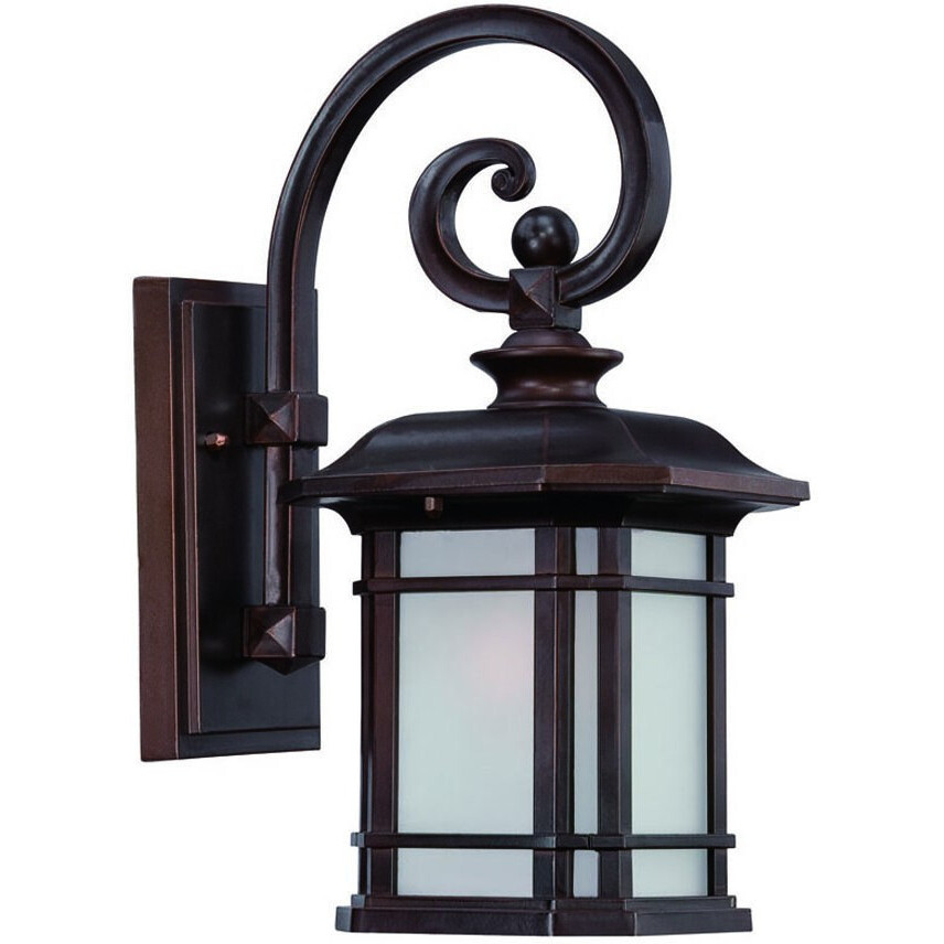 Antique Bronze Frosted Linen Glass Lantern Wall Light