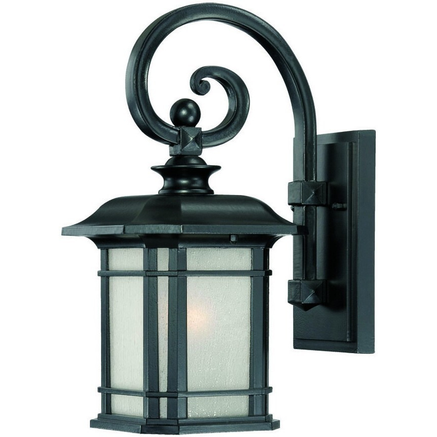 Matte Black Frosted Linen Glass Lantern Wall Light