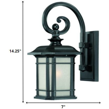 Matte Black Frosted Linen Glass Lantern Wall Light