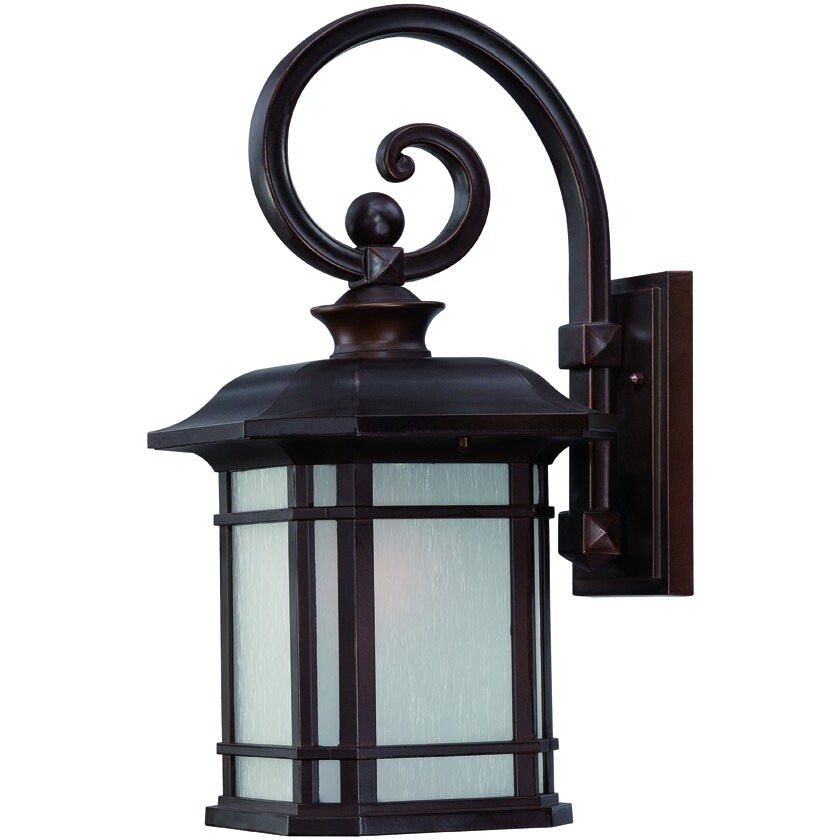 Xl Antique Bronze Frosted Linen Glass Lantern Wall Light