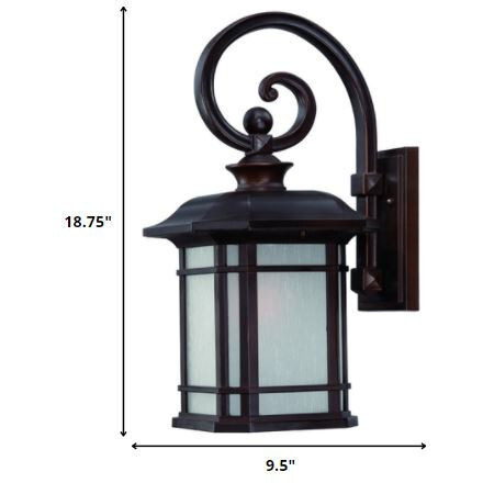 Xl Antique Bronze Frosted Linen Glass Lantern Wall Light