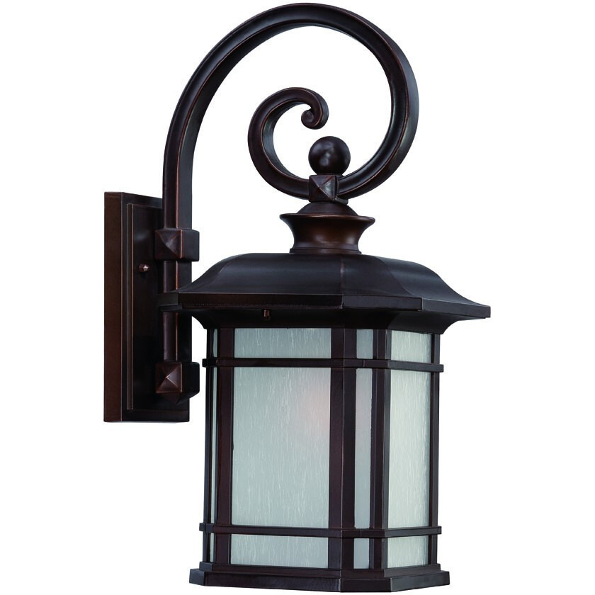 Xl Antique Bronze Frosted Linen Glass Lantern Wall Light