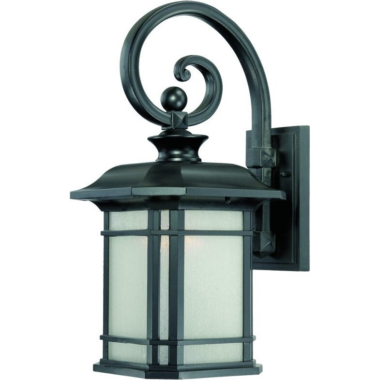 Xl Matte Black Frosted Linen Glass Lantern Wall Light