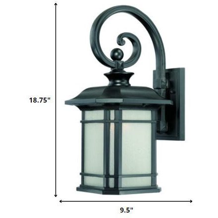 Xl Matte Black Frosted Linen Glass Lantern Wall Light