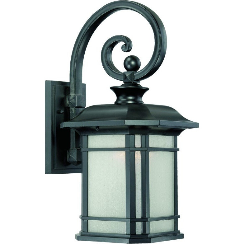 Xl Matte Black Frosted Linen Glass Lantern Wall Light