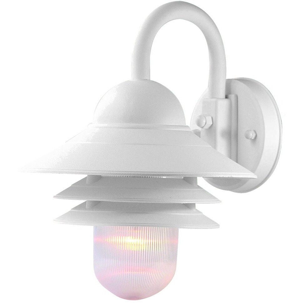 White Three Tier Lamp Shade Outdoor Wall Light