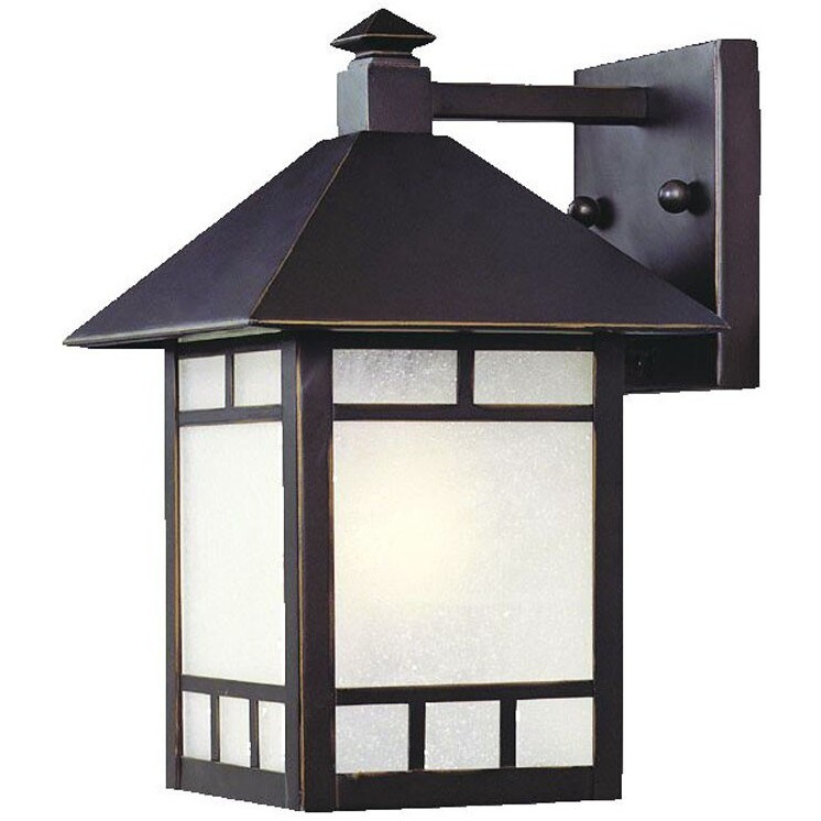 Petite Antique Bronze Frosted Glass Lantern Wall Light