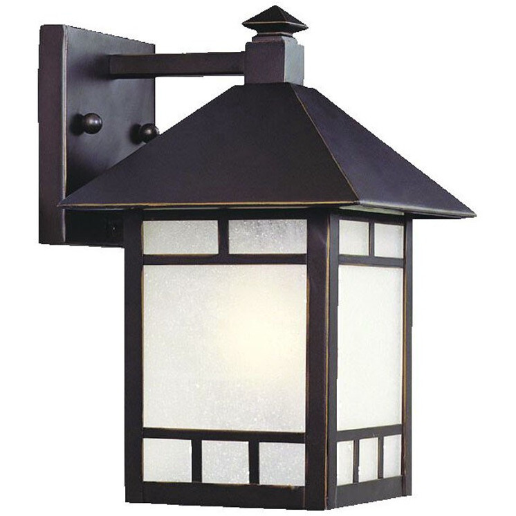 Petite Antique Bronze Frosted Glass Lantern Wall Light