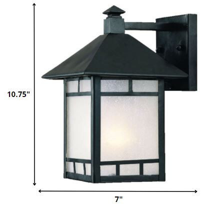 Petite Matte Black Frosted Glass Lantern Wall Light