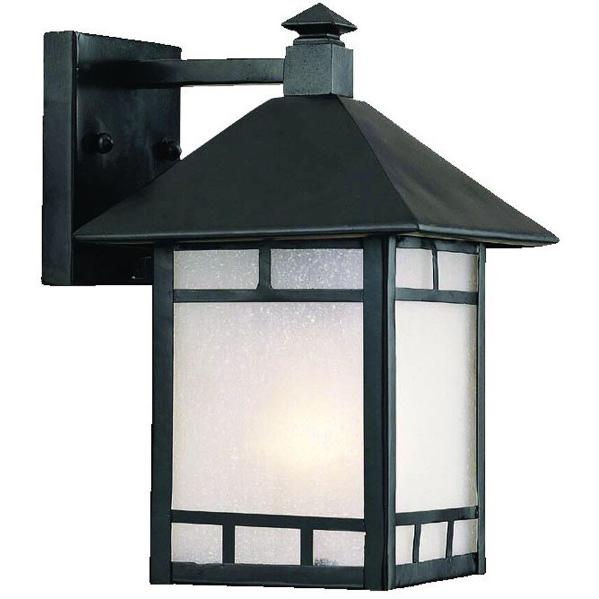 Petite Matte Black Frosted Glass Lantern Wall Light