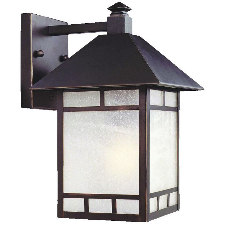 Antique Bronze Frosted Glass Lantern Wall Light
