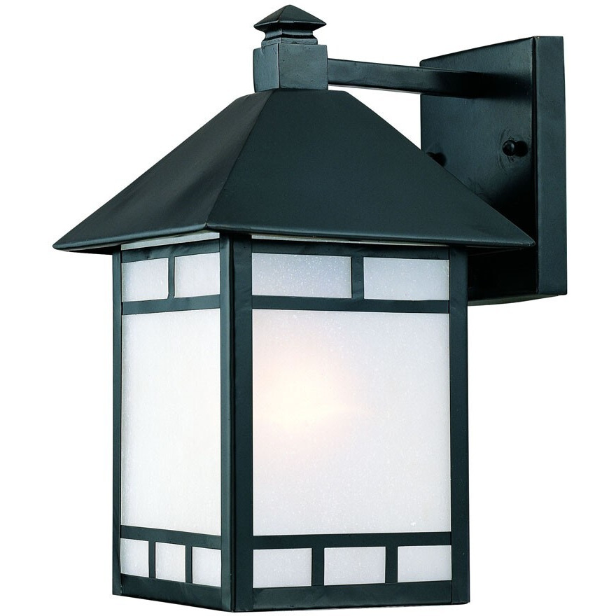 Matte Black Frosted Glass Lantern Wall Light