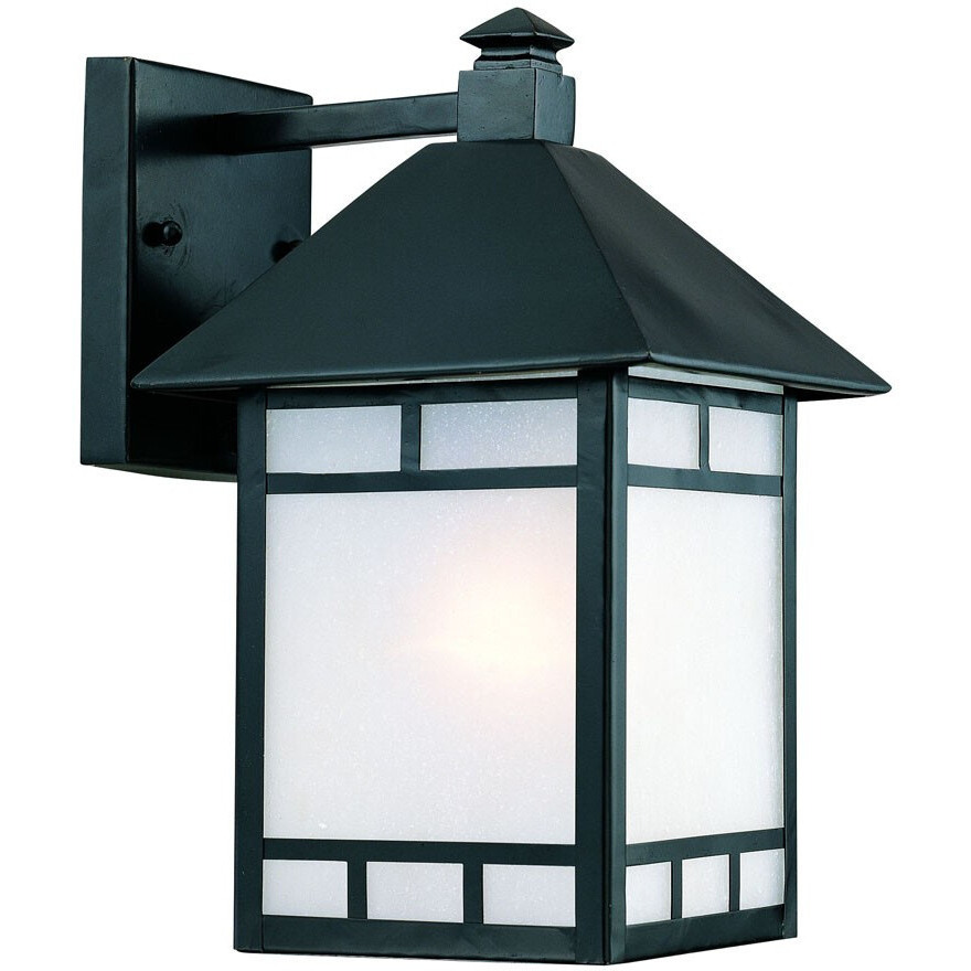 Matte Black Frosted Glass Lantern Wall Light