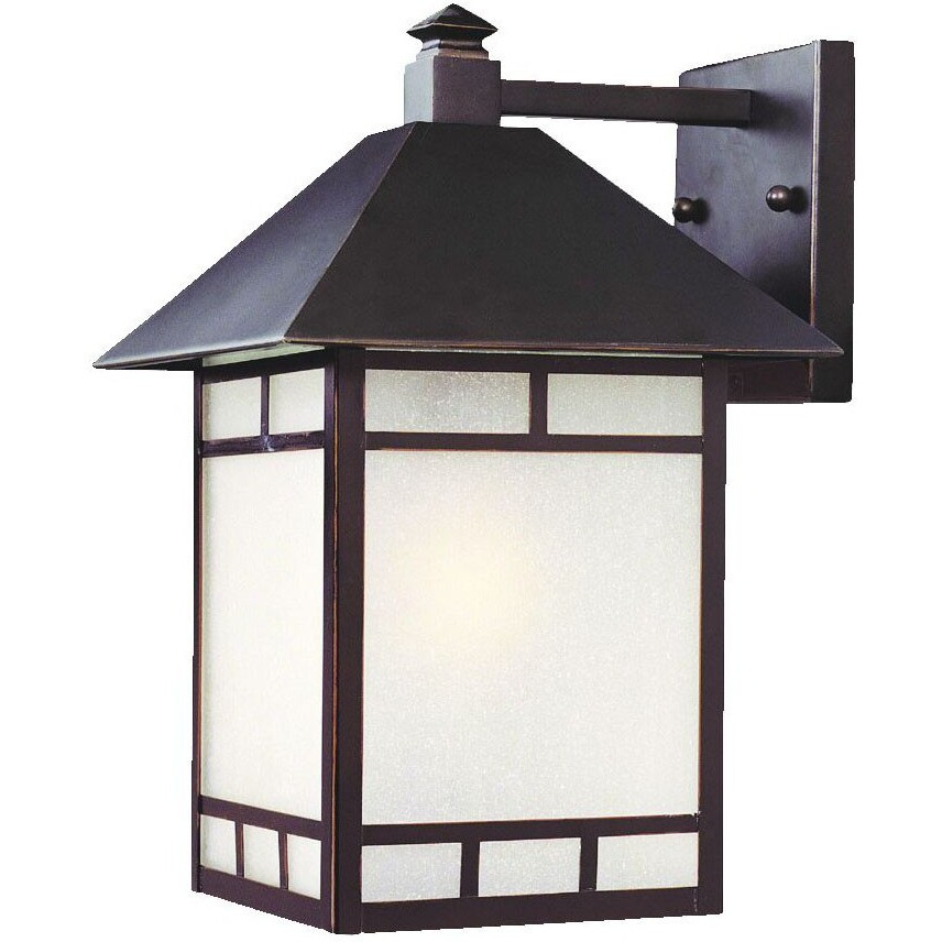 Xl Antique Bronze Frosted Glass Lantern Wall Light