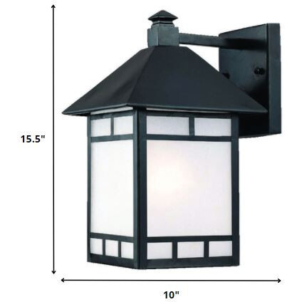 Xl Matte Black Frosted Glass Lantern Wall Light