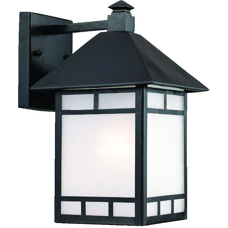 Xl Matte Black Frosted Glass Lantern Wall Light