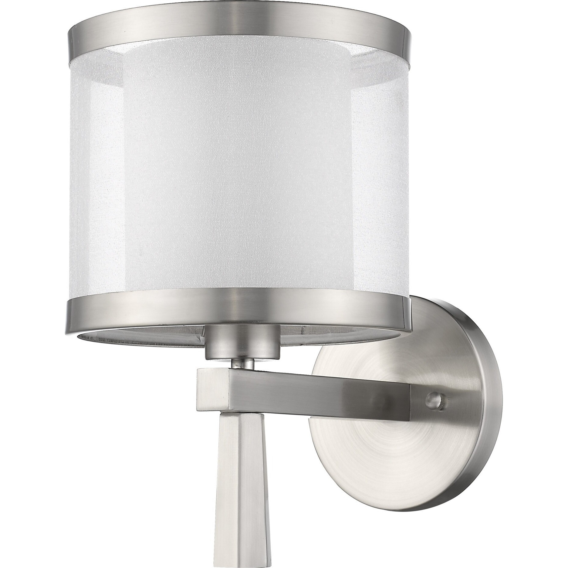 White And Silver Wall Light With Fabric Shade