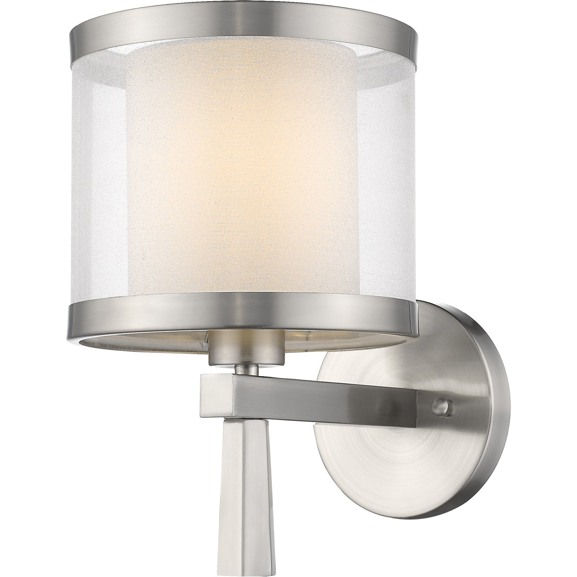 White And Silver Wall Light With Fabric Shade