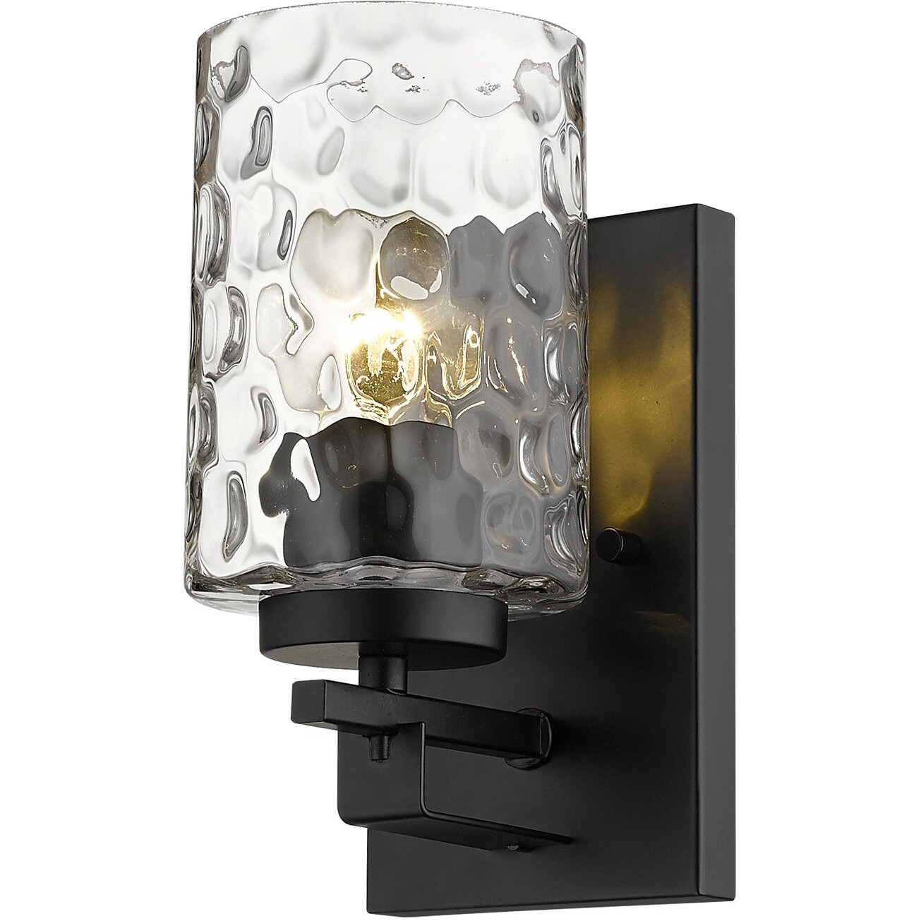 Black Metal And Pebbled Glass Wall Sconce
