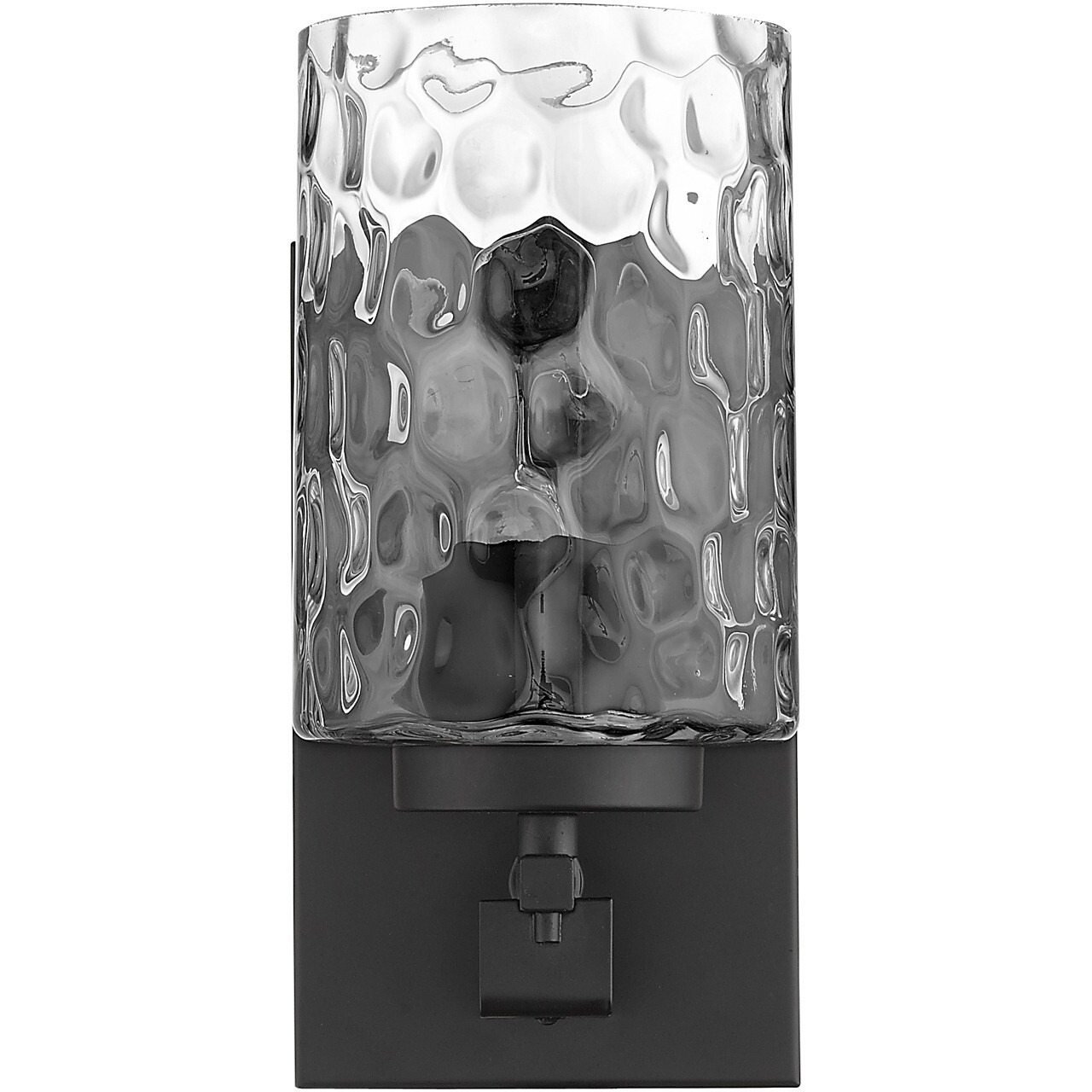 Black Metal And Pebbled Glass Wall Sconce