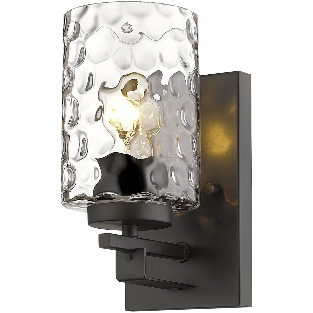 Bronze Metal And Pebbled Glass Wall Sconce