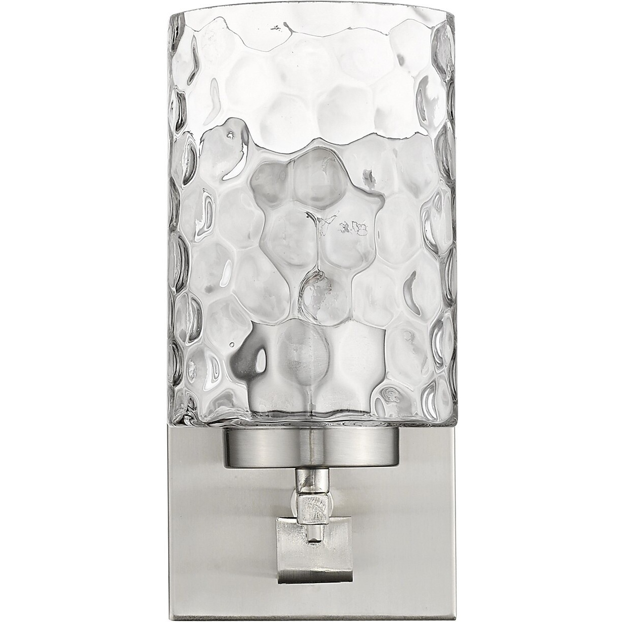 Silver Metal And Pebbled Glass Wall Sconce