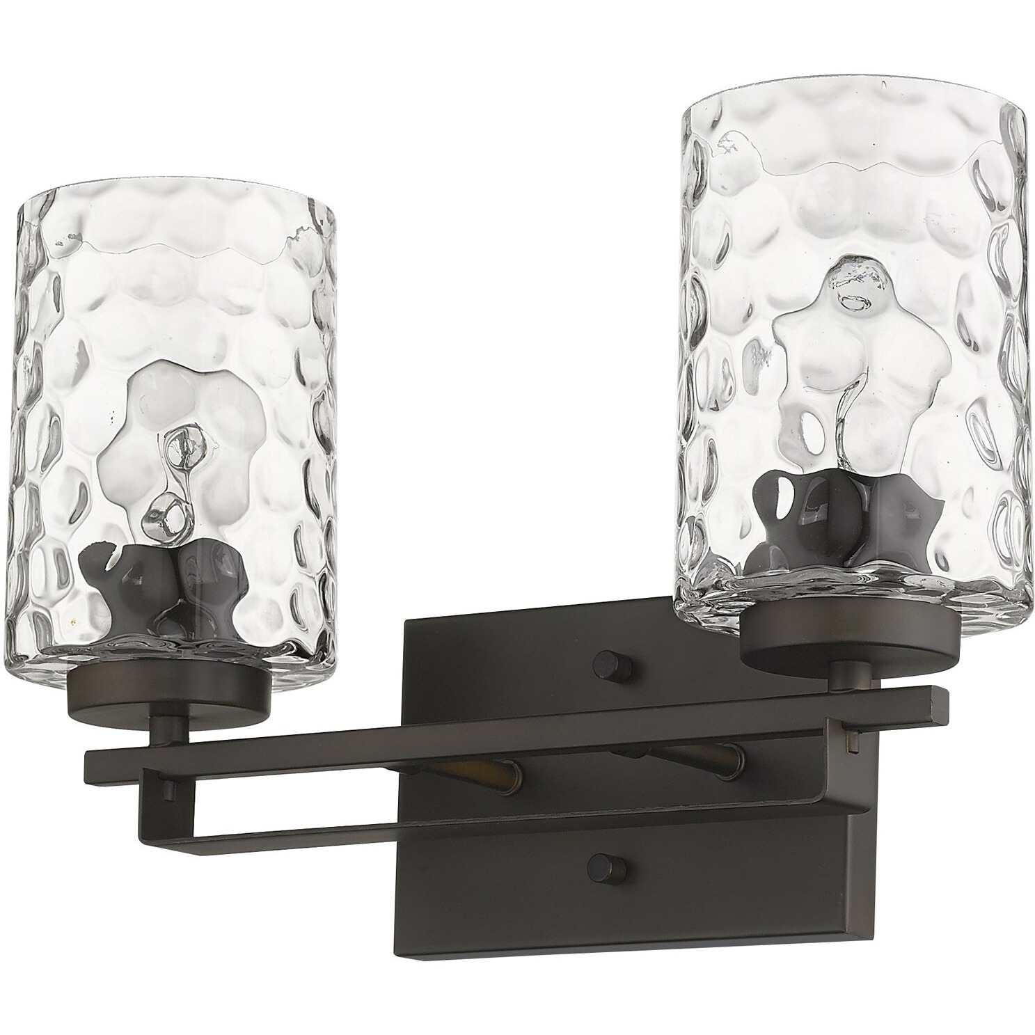 Bronze Metal And Pebbled Glass Two Light Wall Sconce