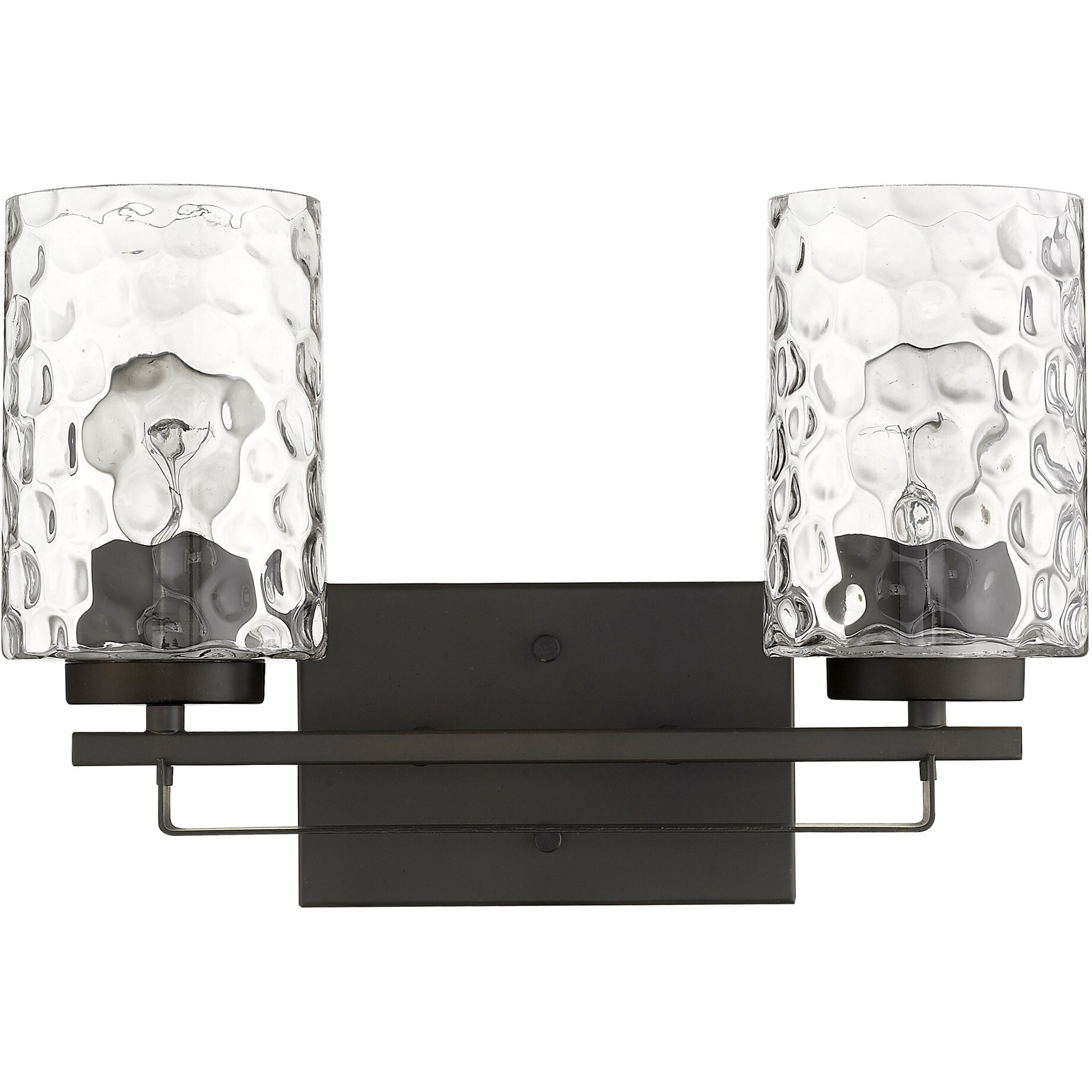 Bronze Metal And Pebbled Glass Two Light Wall Sconce