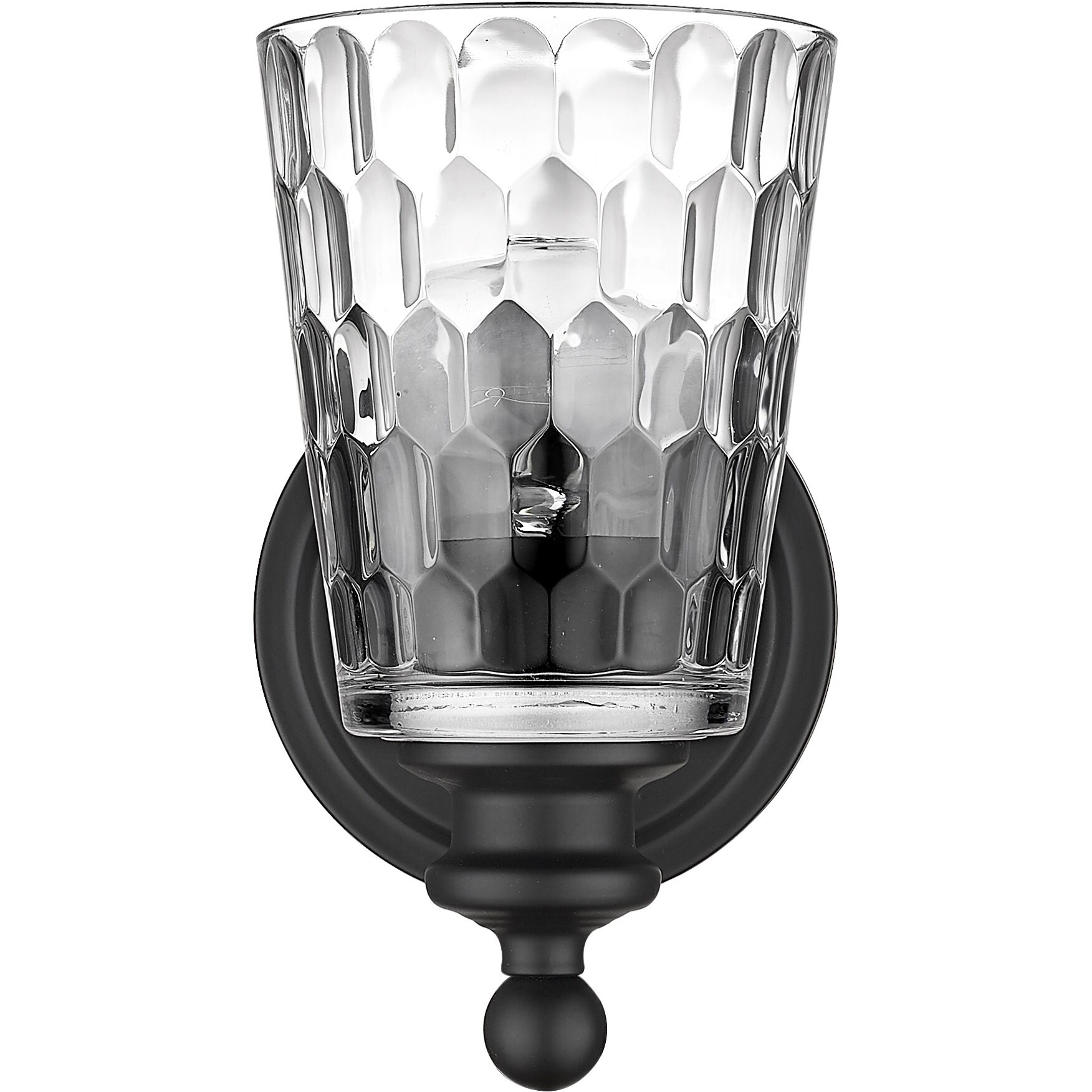 Black Metal And Pebbled Glass Wall Light