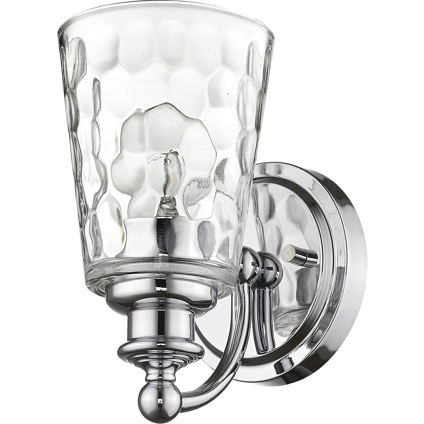 Silver Metal And Pebbled Glass Wall Light