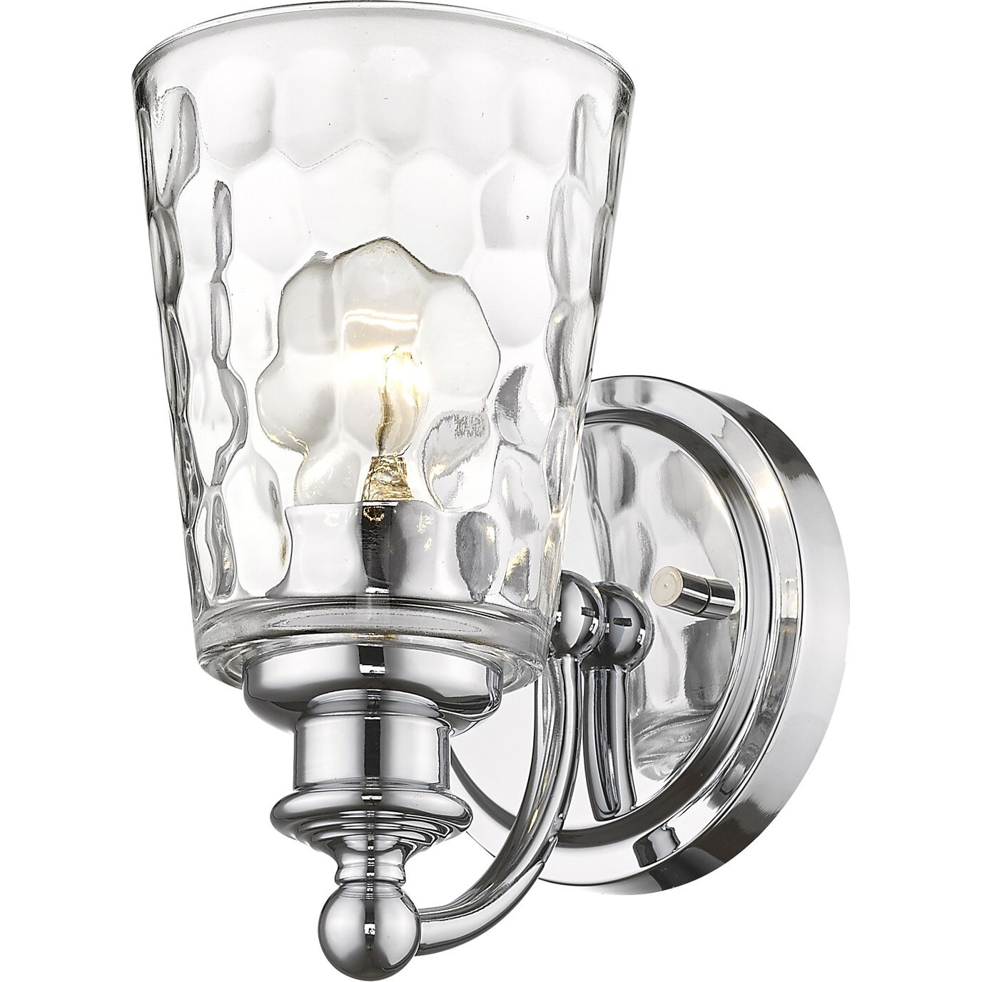Silver Metal And Pebbled Glass Wall Light