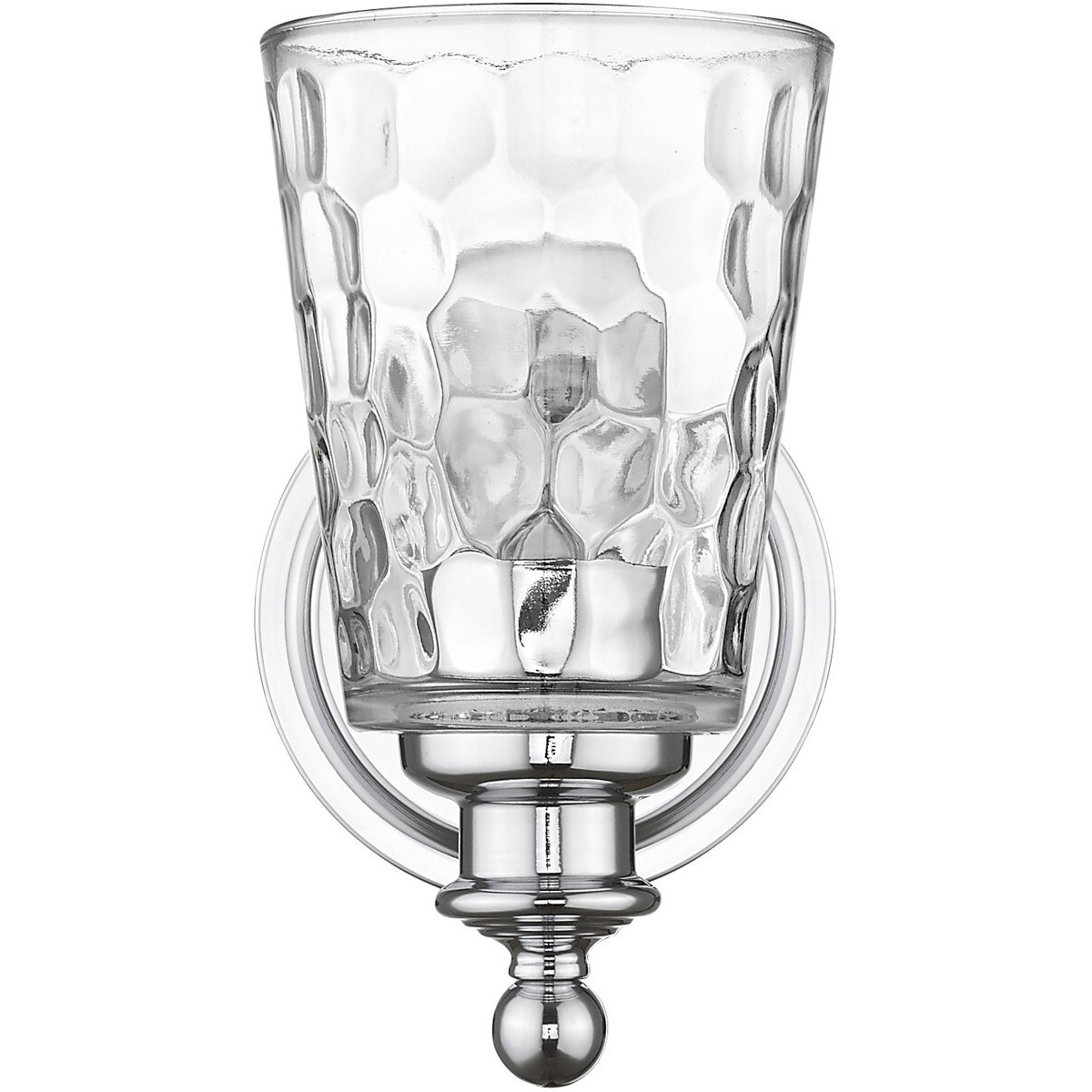 Silver Metal And Pebbled Glass Wall Light