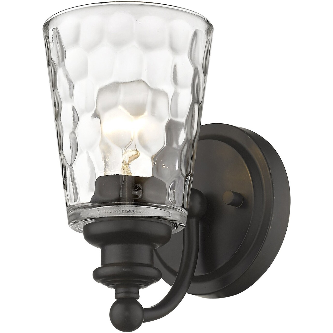 Bronze Metal And Pebbled Glass Wall Light