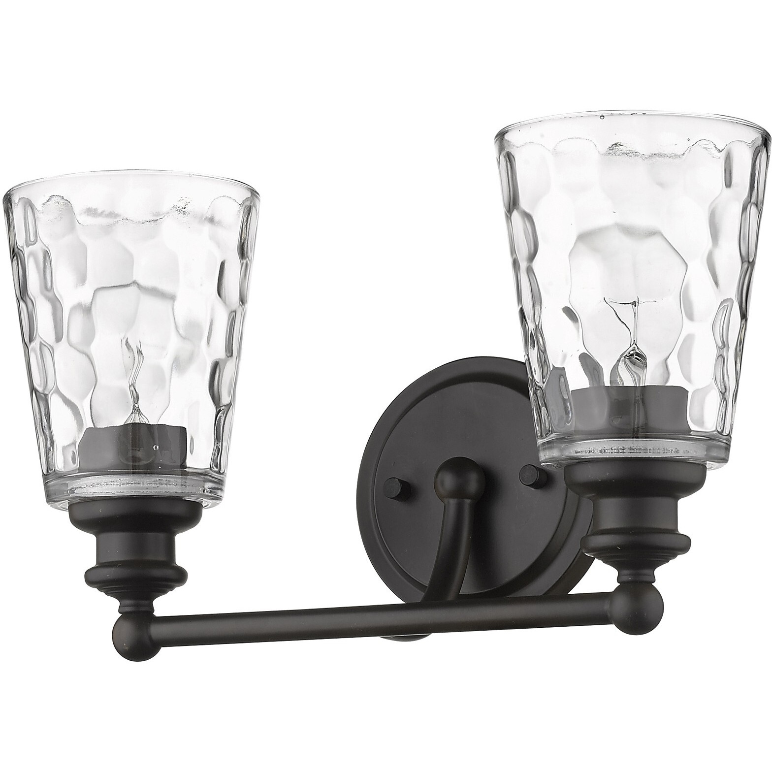 Bronze Metal And Pebbled Glass Two Light Wall Light
