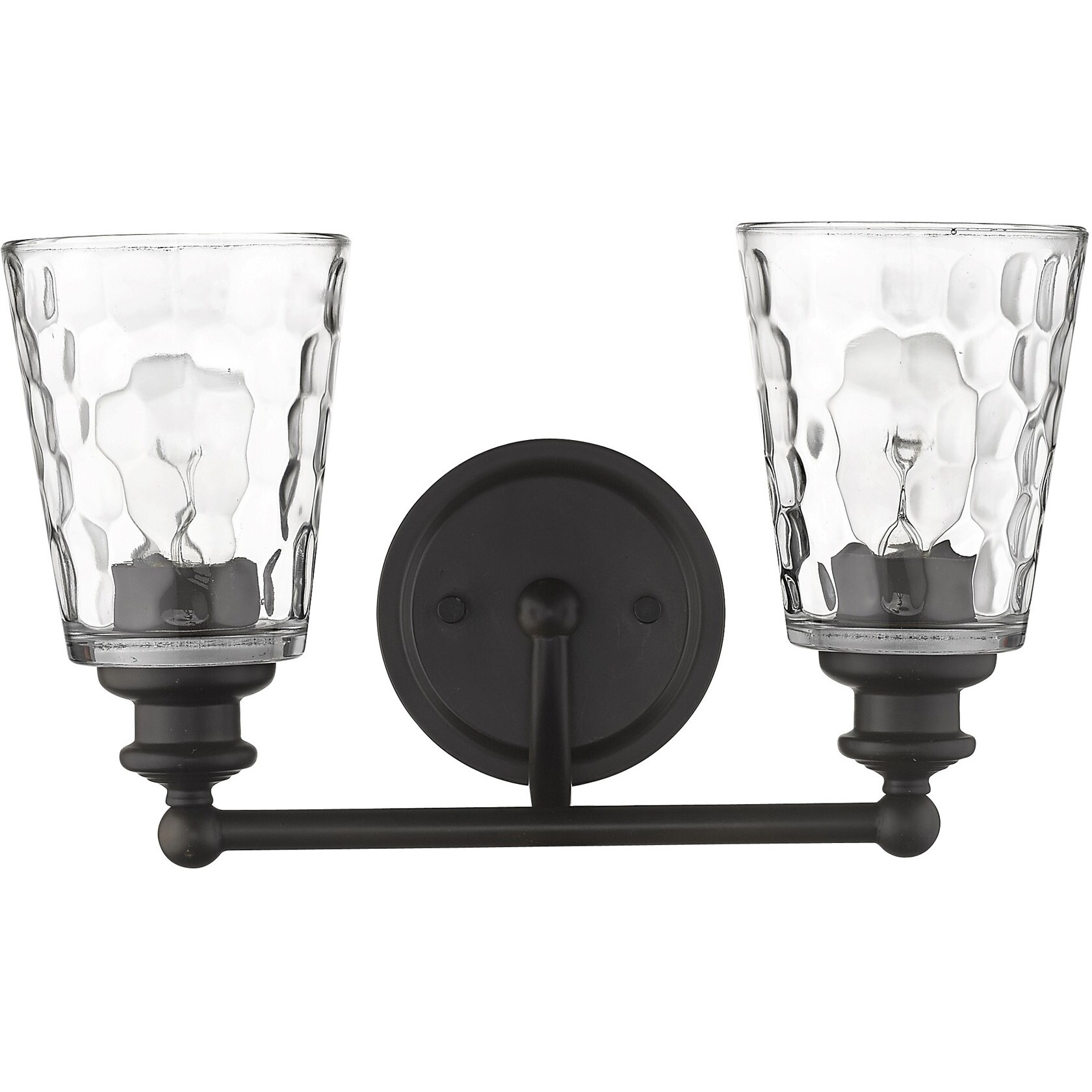 Bronze Metal And Pebbled Glass Two Light Wall Light