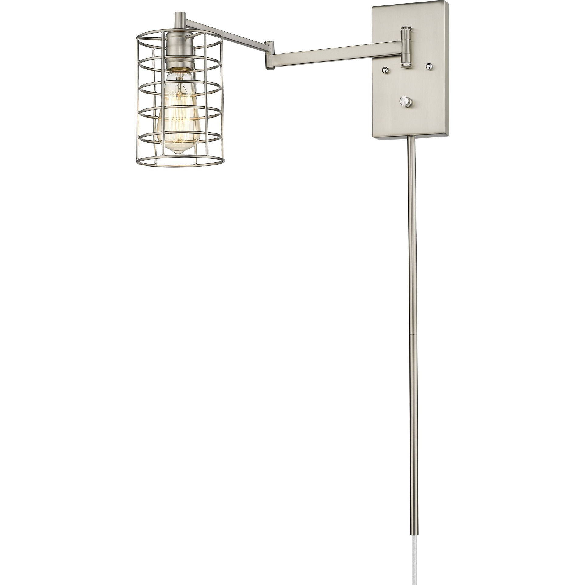 Industrial Silver Metal Wall Sconce