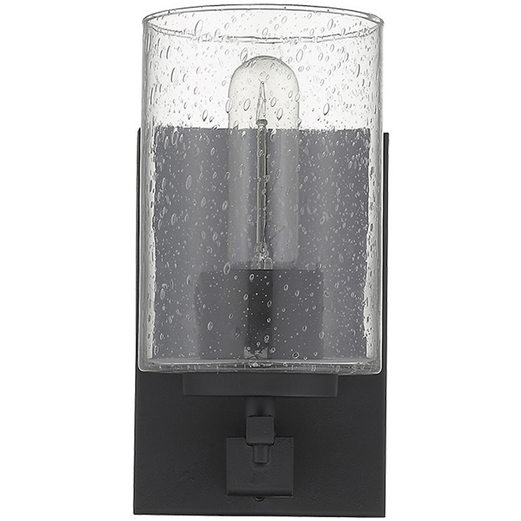 Black Metal And Textured Glass Wall Sconce