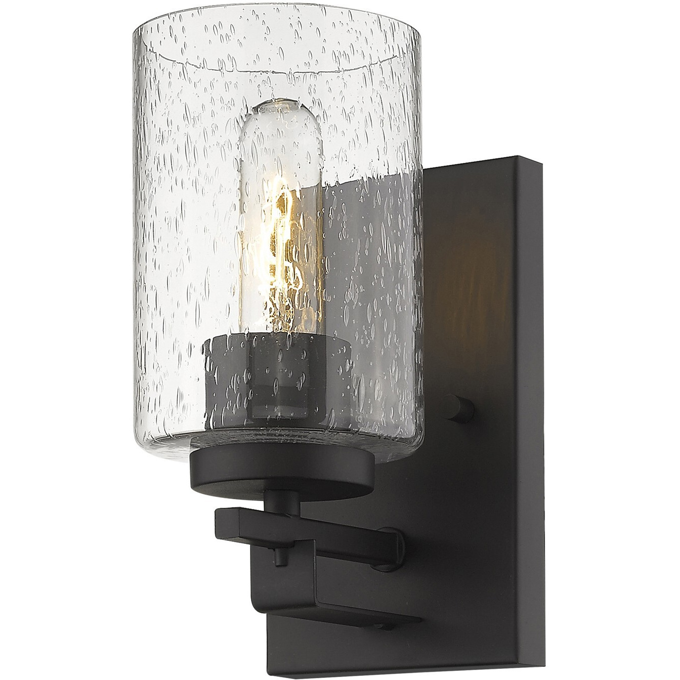 Bronze Metal And Textured Glass Wall Sconce