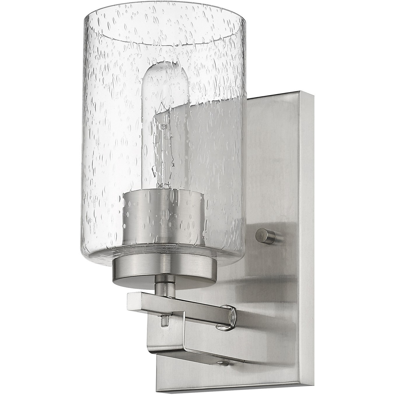 Silver Metal And Textured Glass Wall Sconce