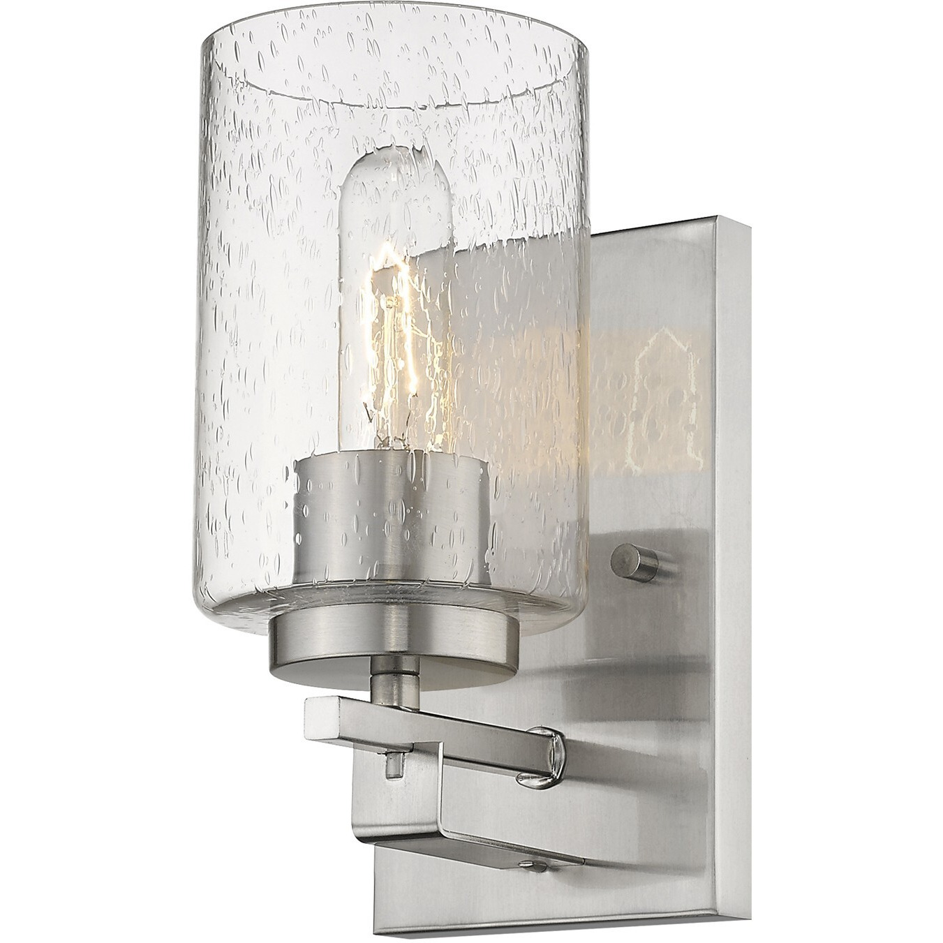 Silver Metal And Textured Glass Wall Sconce