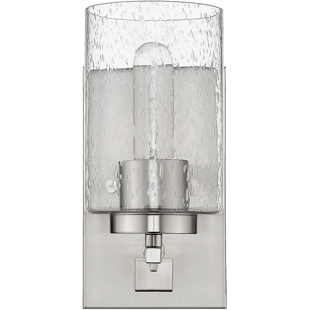Silver Metal And Textured Glass Wall Sconce